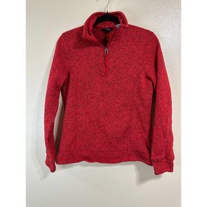 Land's End Women's 1/4 Zip Red Marled Pullover Jacket, Size 6-8